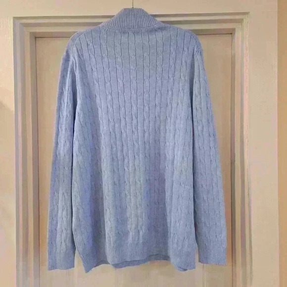 NWT Club Room Mens 1/4 Zip Cable Knit Oversized Sweater Blue Size XXL - Picture 3 of 11